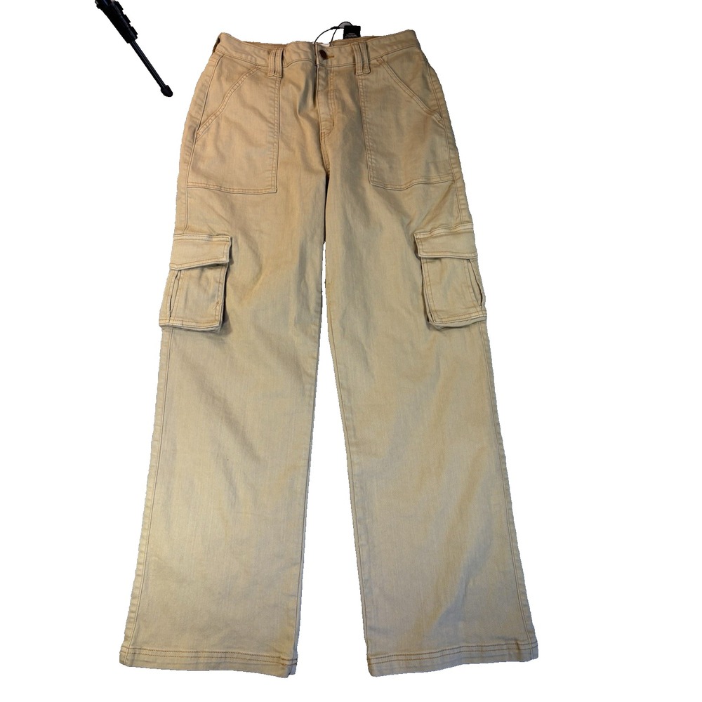 Fashion Nova Cargo Boyfriend Jeans Size 11 Khaki High Rise Y2K Streetwear Baggy